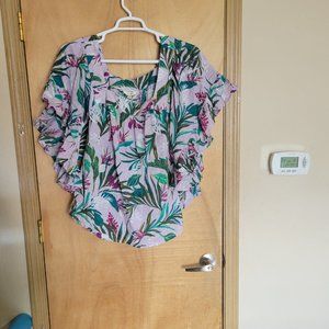 Terra & Sky 2x  Jungle Floral Print Peasant Top